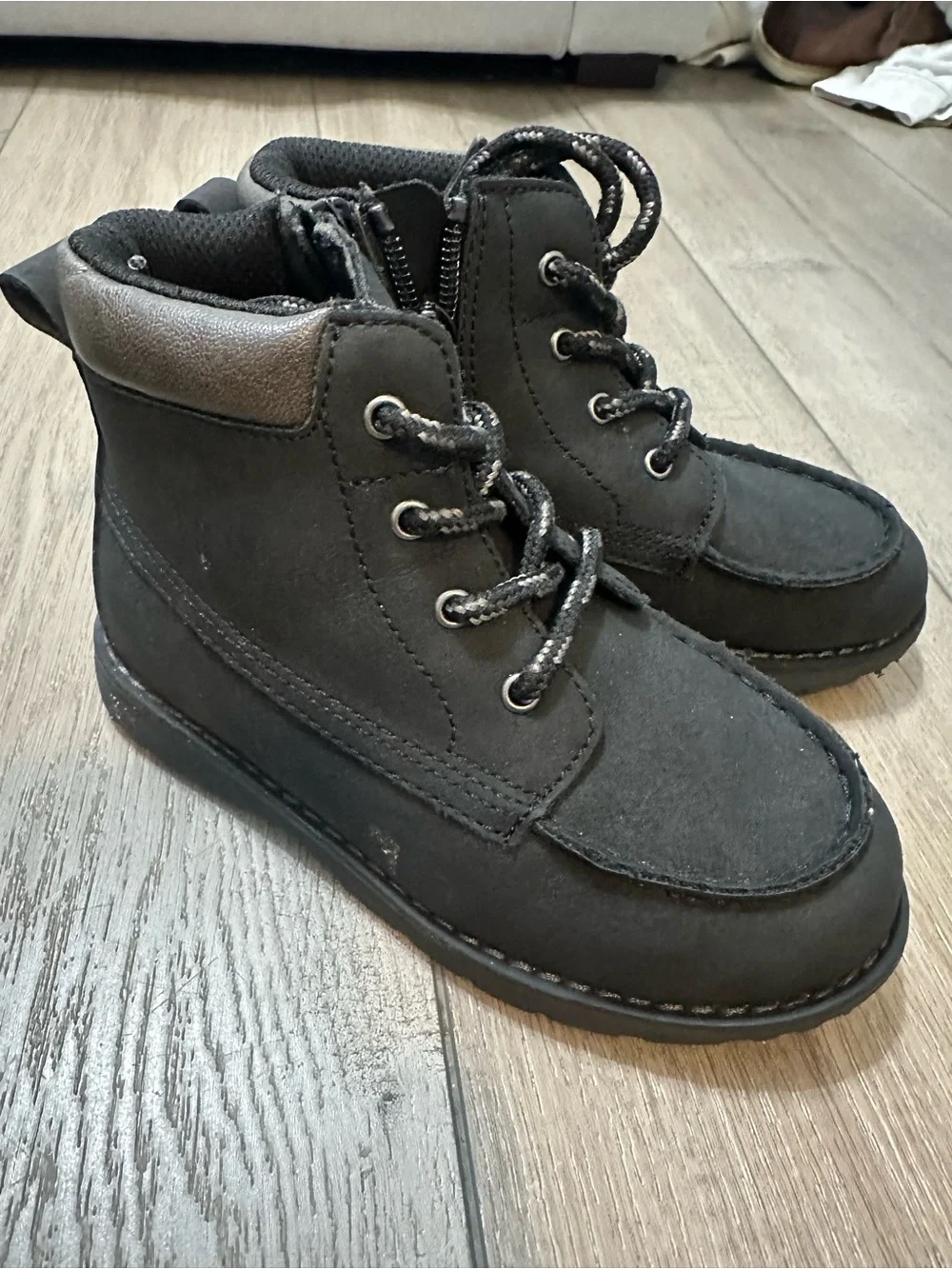 Kids Black Lace-Up Ankle Boots